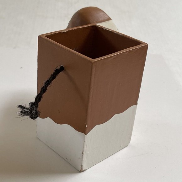 Basset Hound Wooden Pencil Pen Holder Organizer Home Decor Dog Lover White Brown - Picture 3 of 6